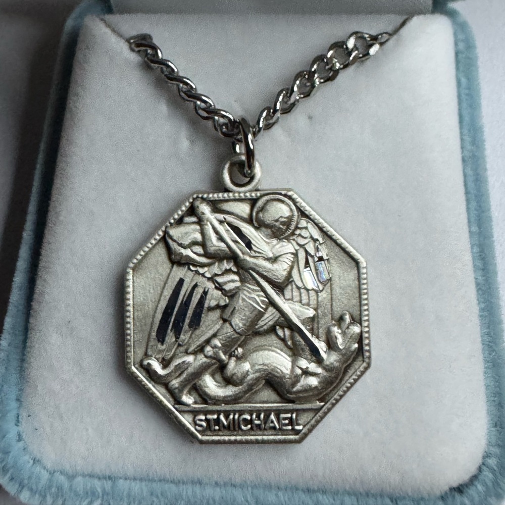 New  925 Silver St. Michael Pendant Necklace
